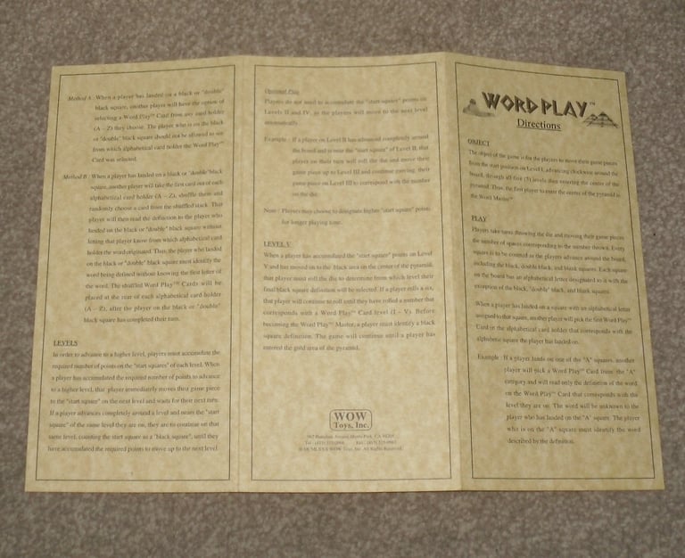 RARE Word Play Board Game by WOW Toys Inc - The True Definition of Fun Complete