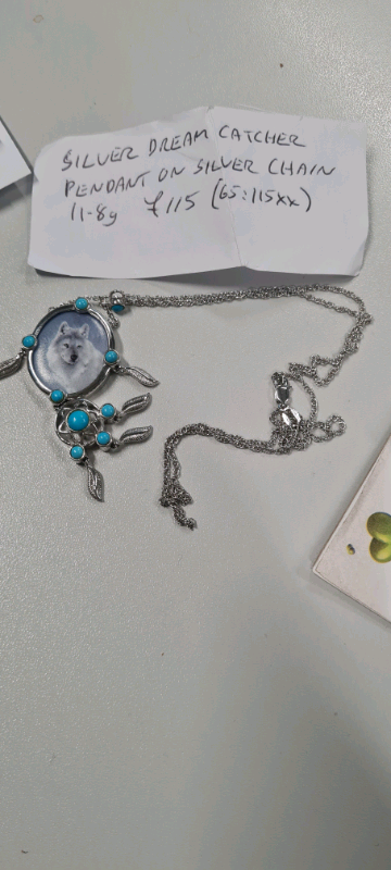 image for Silver dream catcher pendant on silver chain