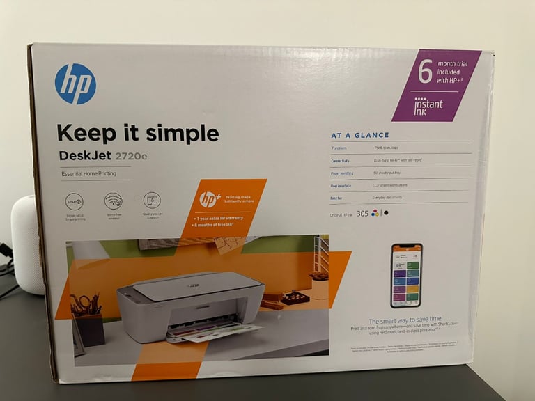 BOXED HP DESKJET 2720E ALL-IN-ONE COLOUR PRINTER & GOOD COPY -SOME INKS