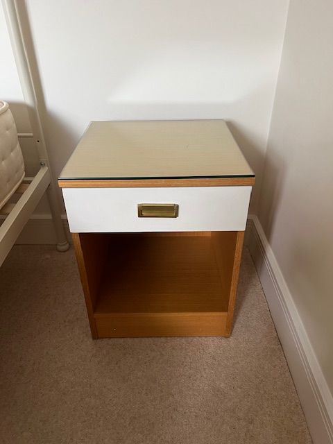 image for Pair of Matching Wooden Bedside Cabinets with Drawer & Cupboard