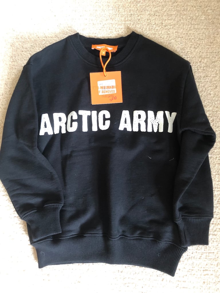 Arctic Army New Boys Black Sweatshirt  Age 10 or small men’s Armpit to Armpit Approx 175 Inches