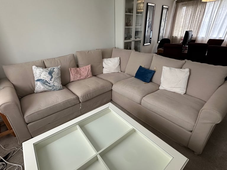 6 Seater L Shaped Cream/Beige Couch