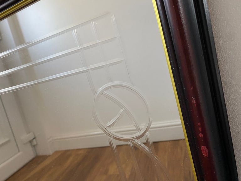 Large heavy etched rectangular mirror with Art Nouveau / Charles Rennie Mackintosh style design