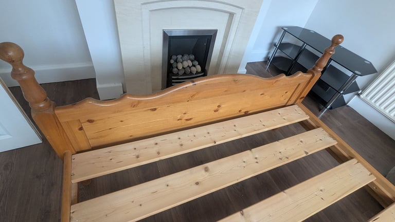 King Size Double Bed, Pine, Solid Wood