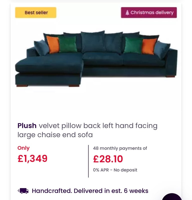 Blue sofa from DFS