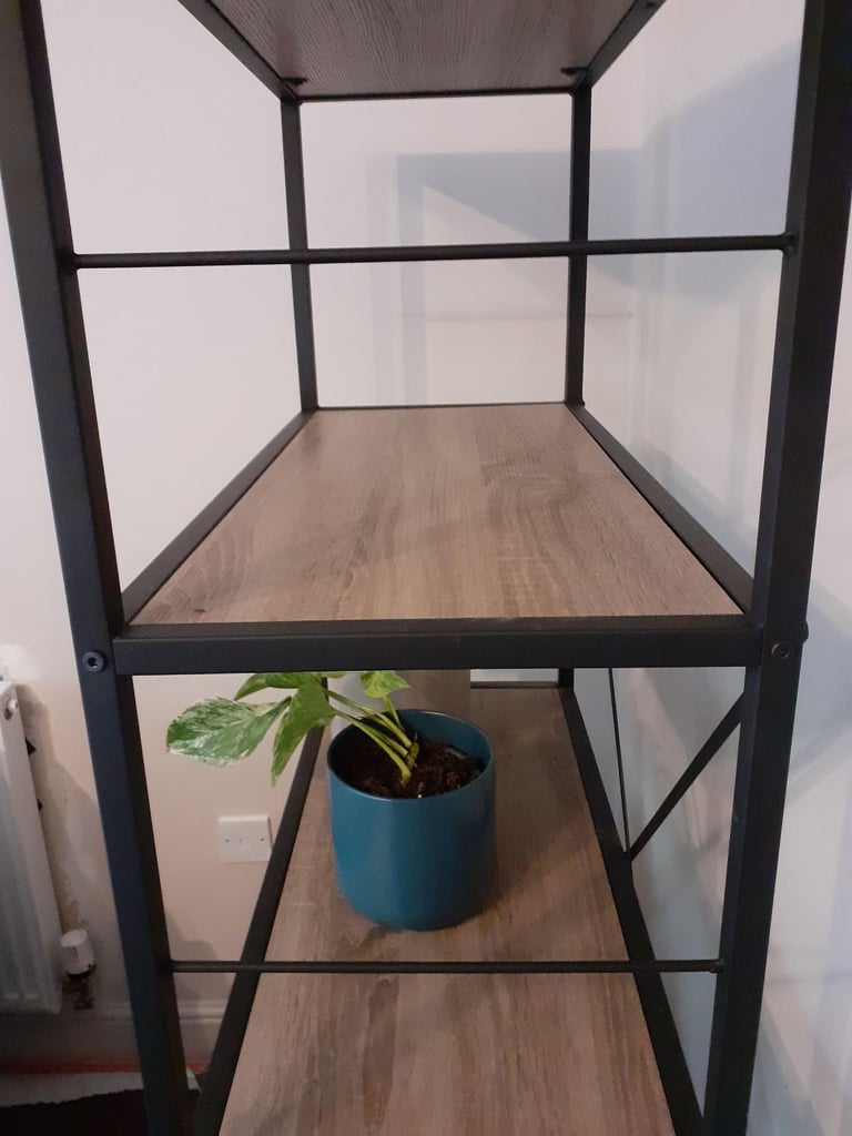 Wrought Iron and Wood Effect Etagere Bookcase