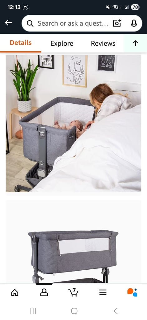 image for Red Kite Cozysleep Bedside Crib / co-sleeper - Grey