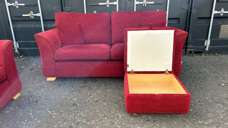 DFS 3 Seater Sofa & Armchair with Ottoman Footstool 