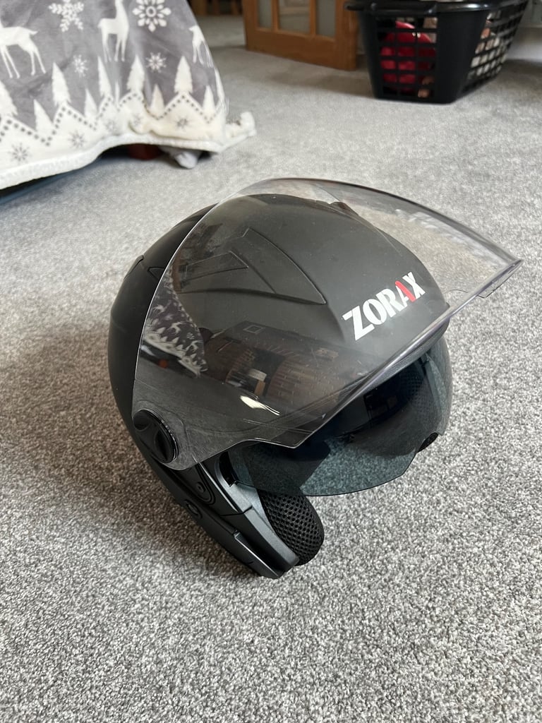 image for Zorax ZOR-602 Open-Face Motorbike Helmet – Matt Black, Size M (57–58 cm)