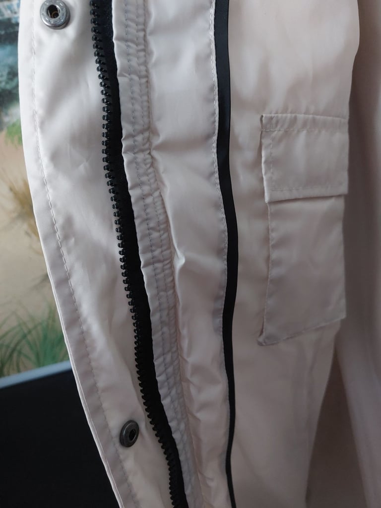 Ladies Cream Coat with fluffy hood