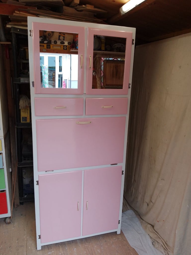 Vintage Retro 50/60s Larder/Kitchenette - Powder Blush Pink - Fully Restored.