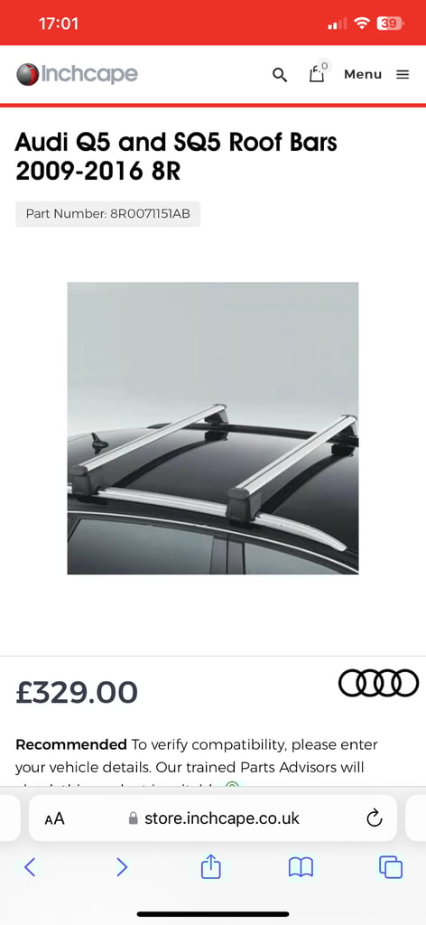 Audi Q5/SQ5 Roof Bars