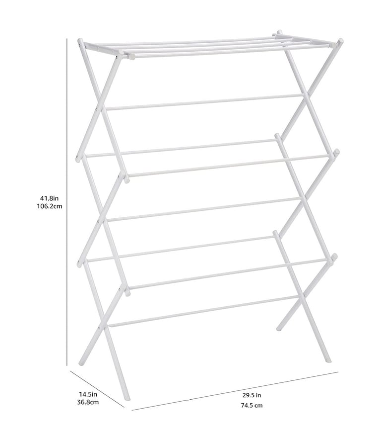 Amazon Basics Foldable Laundry Rack Clothes Air Drying Stand White