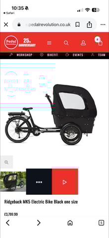 Ridgeback MK5 Electric Bike Black cargo bike in Grange