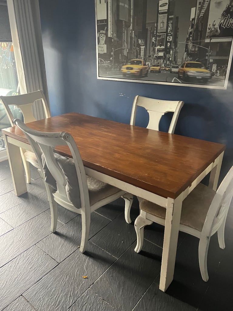 Large wooden table & chairs 