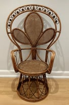 Vintage 1970's rattan swivel chair