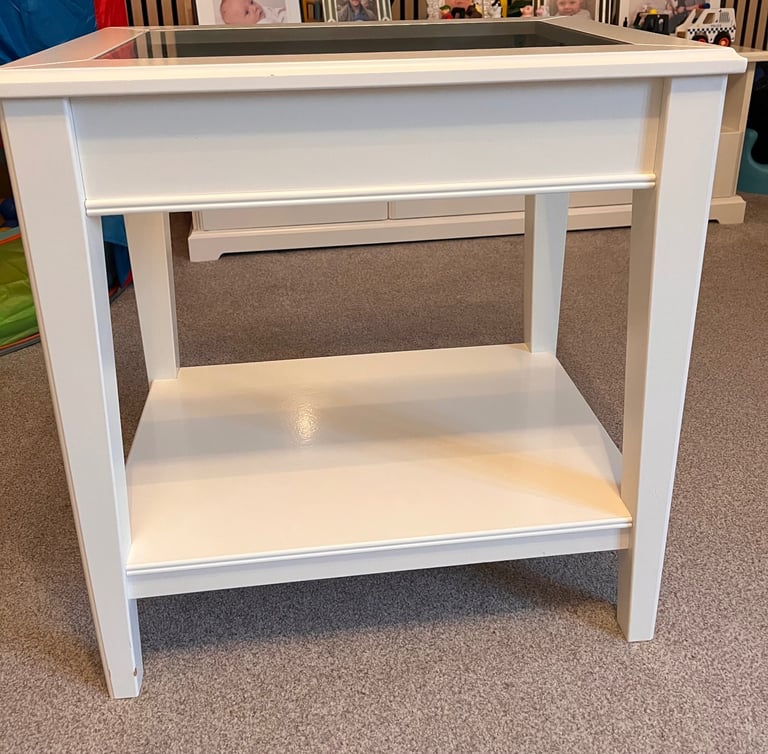 image for White IKEA Liatorp Glass Top Side Tables (pair)