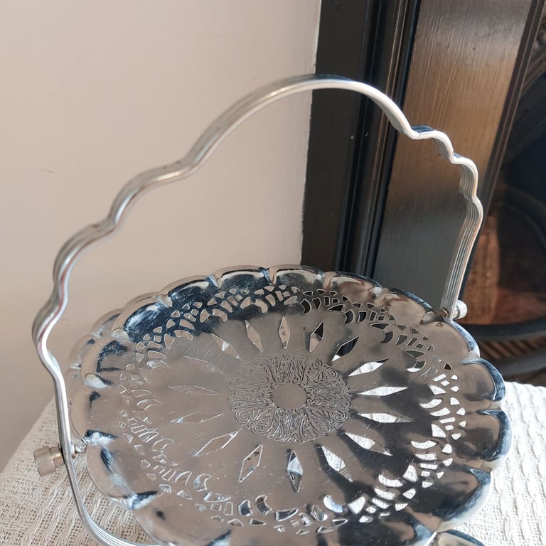 Vintage Steel Three Plate Folding Cake Stand 