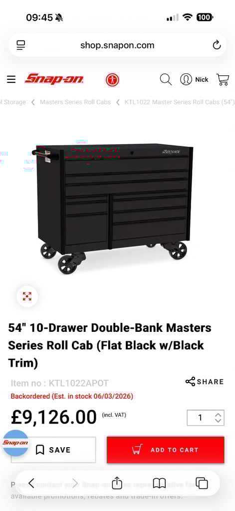 Snap on KTL Masters series toolbox 