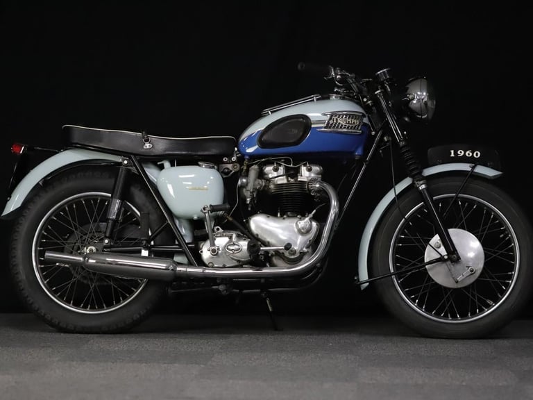 1960 TRIUMPH T120 BONNEVILLE Azure Blue Pearl Grey Fully Restored Rare Exclus...