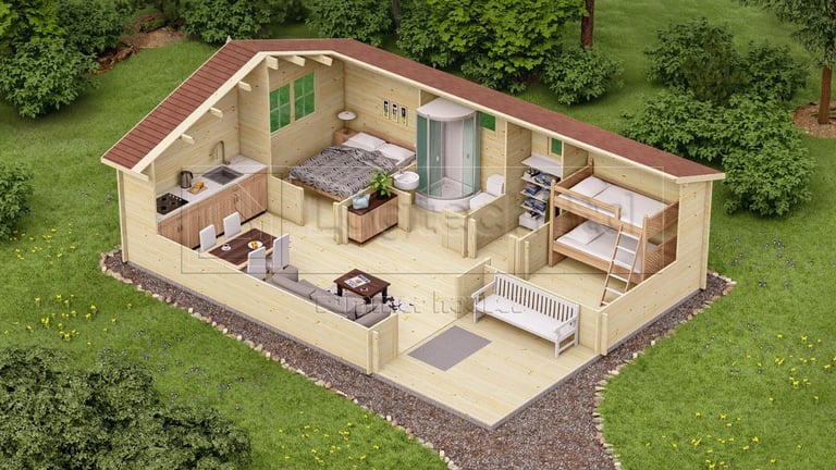 Log cabin Lora 6m x 8.5m. Summer house, guest house, office.