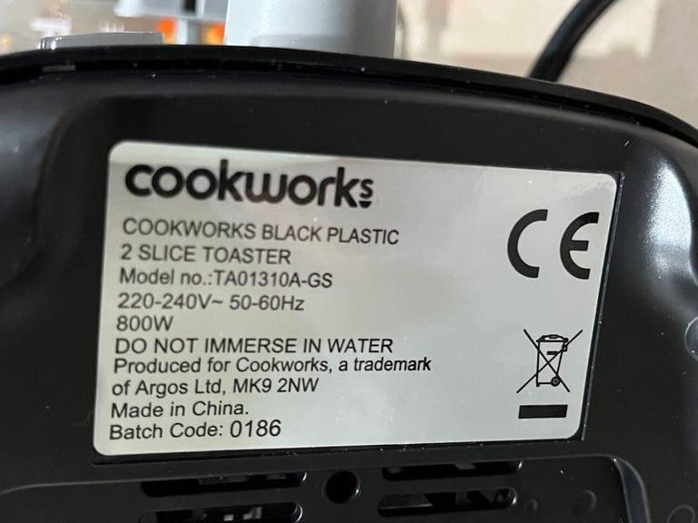 image for Cookworks two-slice toaster