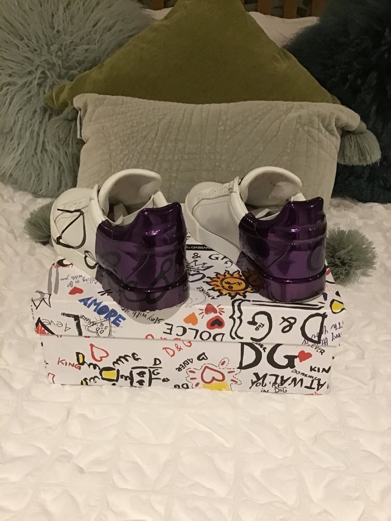 Dolce & Cabanna Woman's White & Purple Training Shoes - Size 4