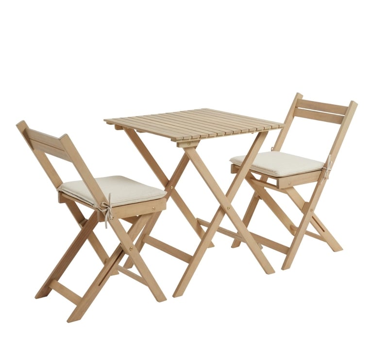 image for Habitat Evissa 2 Seater Folding Wooden Garden Bistro Set 