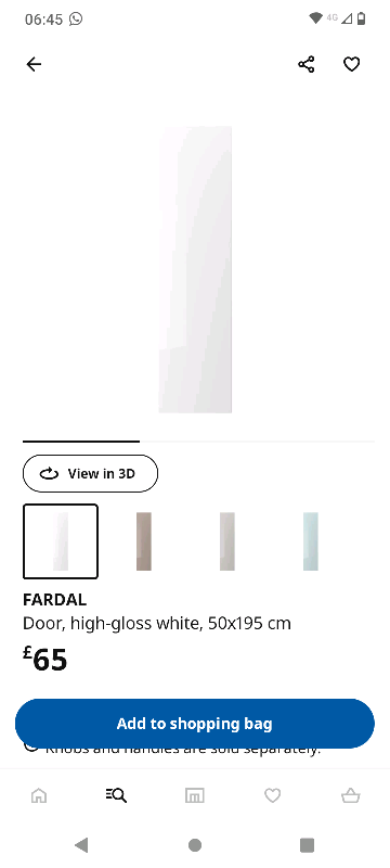 FARDAL high-gloss high-gloss/white white, Door, 50x195 cm - IKEA