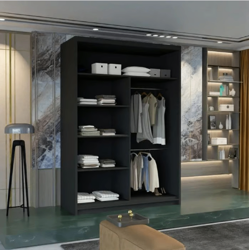 Brand New - Batumi Mirror Sliding Door Wardrobe - Black - SAME/NEXT DAY DELIVERY