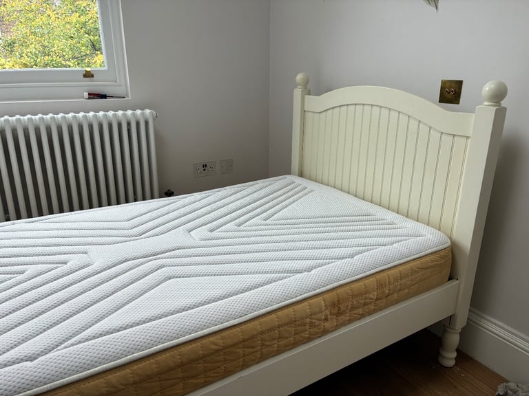 Single White Bed Frame with Mattress