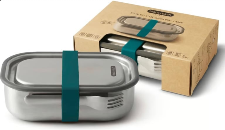 image for STAINLESS STEEL LUNCH BOX LARGE - NEW IN ORIGINAL PACKAGING