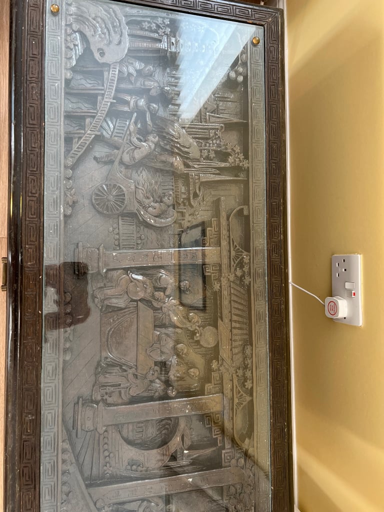 Carved Chinese camphor wood chest