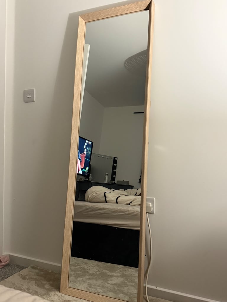 Wooden full length standing mirror can be leaning or standing with pull out frame collect selsey