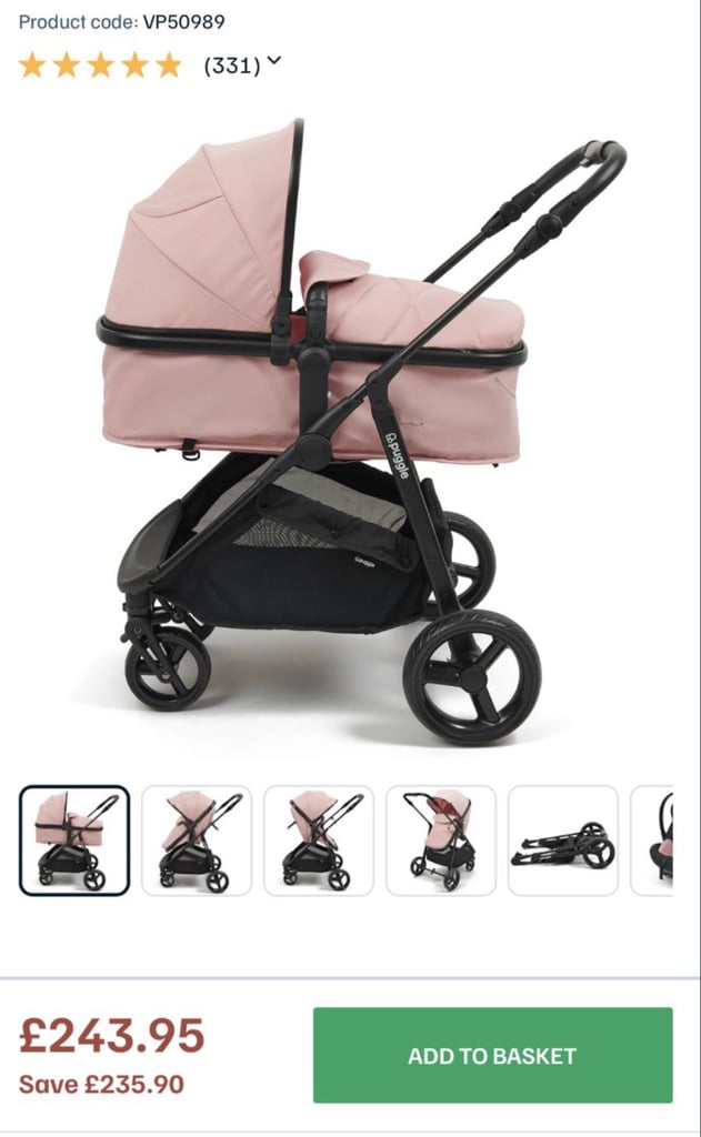 Blush pink travel system and car seat 