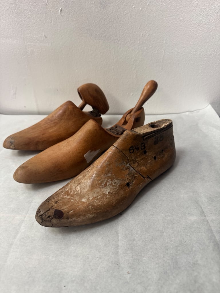 3 antique wooden shoe lasts shoe making cobler cordwainer designer vintage 