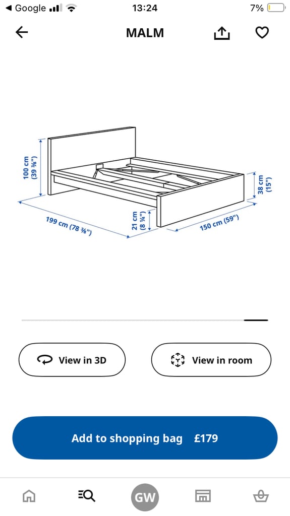 Double Bed with Mattress (IKEA/oak veneer)