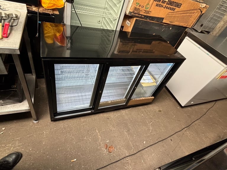 Commercial undercounter bar fridge sliding doors cafe shop 
