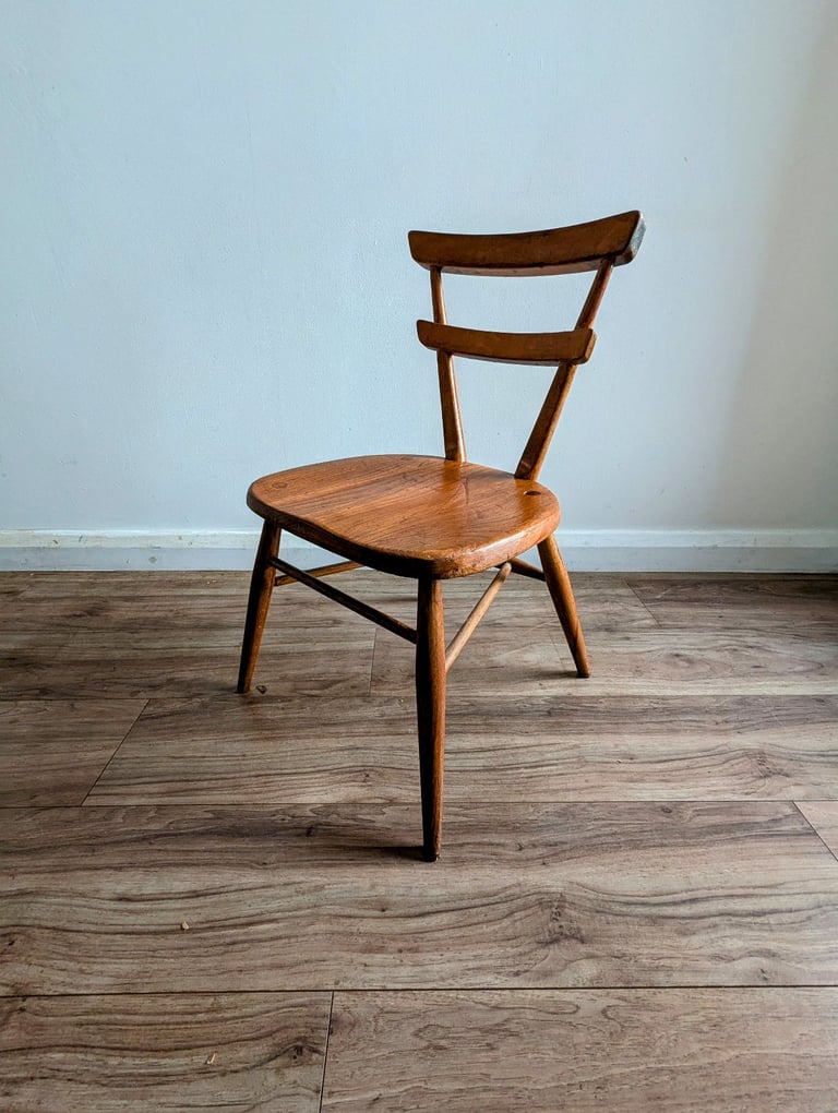 image for Mid century Ercol red dot child's stacking chair plant stand elm beech retro vintage