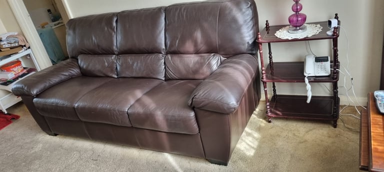Brown leather DFS sofa 