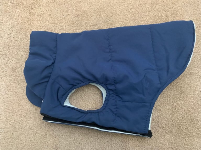 New Blue Fleece Lined Step In Dog Coat - Reflective Paw Logo - Back 31cm Under 24cm Girth 50cm
