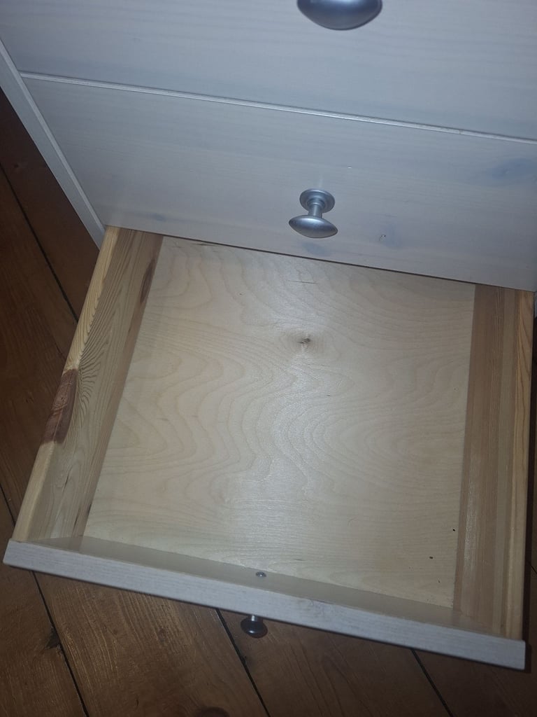 Wooden bedside table with 3 drawers