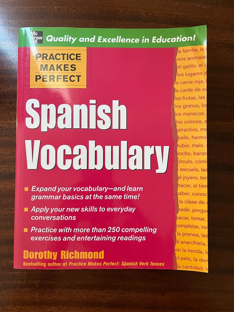 Spanish vocabulary book