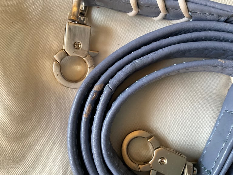 Bailey & Quinn Soft Leather Handbag & Dust-bag, Light Blue Excellent Condition