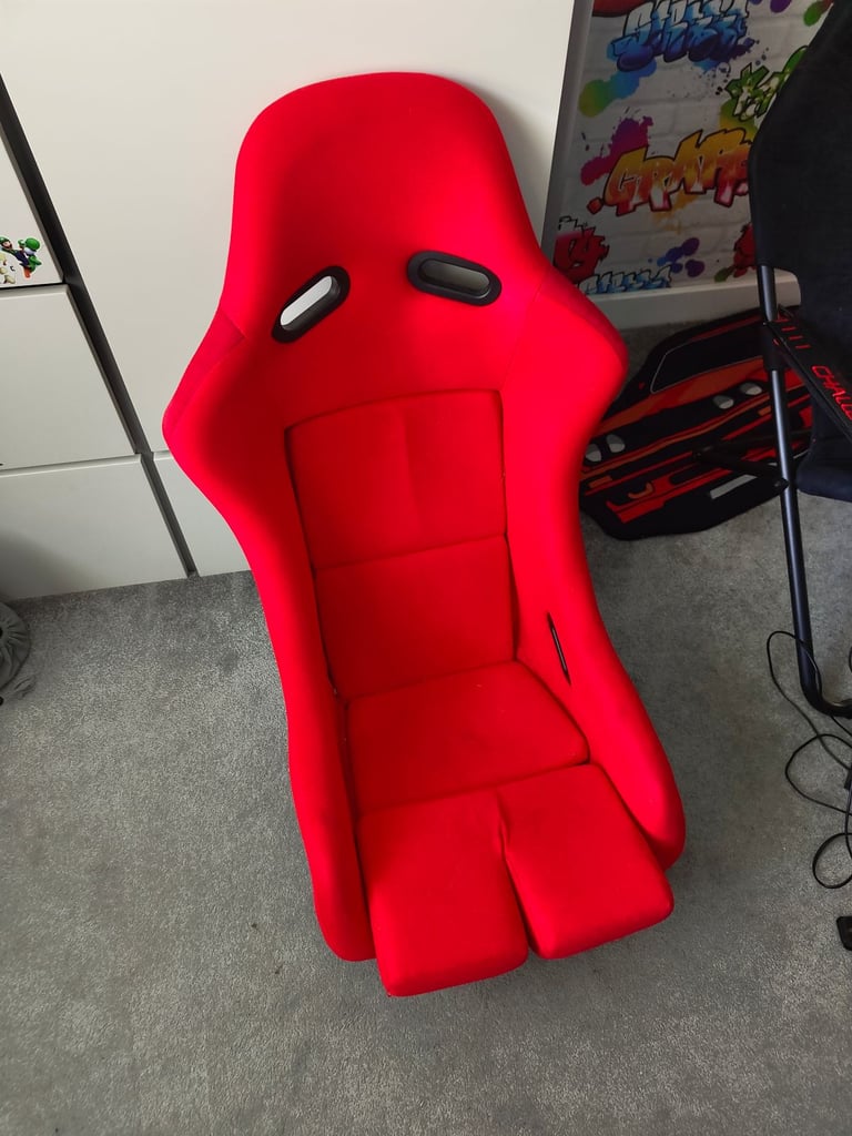 Red fabric bucket seat 