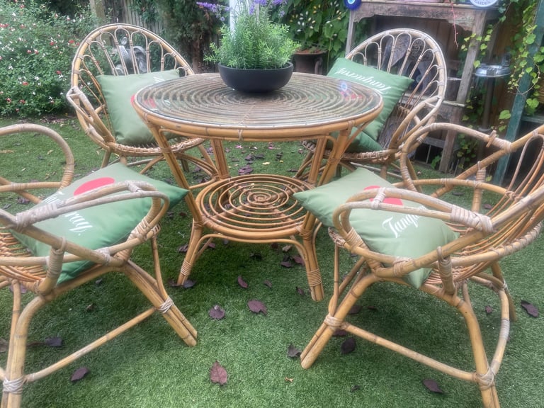 Whicker garden table and chair set
