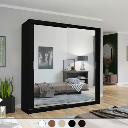 Brand New - Chicago Mirror Sliding Door Wardrobe - Black - SAME/NEXT DAY DELIVERY