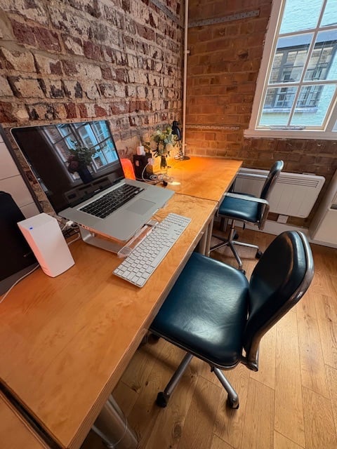 Gorgeous desk spaces in quirky converted hay loft, old Soho. 