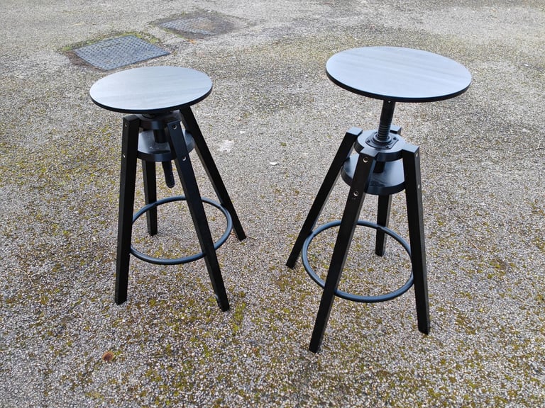 2 IKEA Dalfred Height Adjustable Bar Stools with Seat Cushions FREE DELIVERY 039