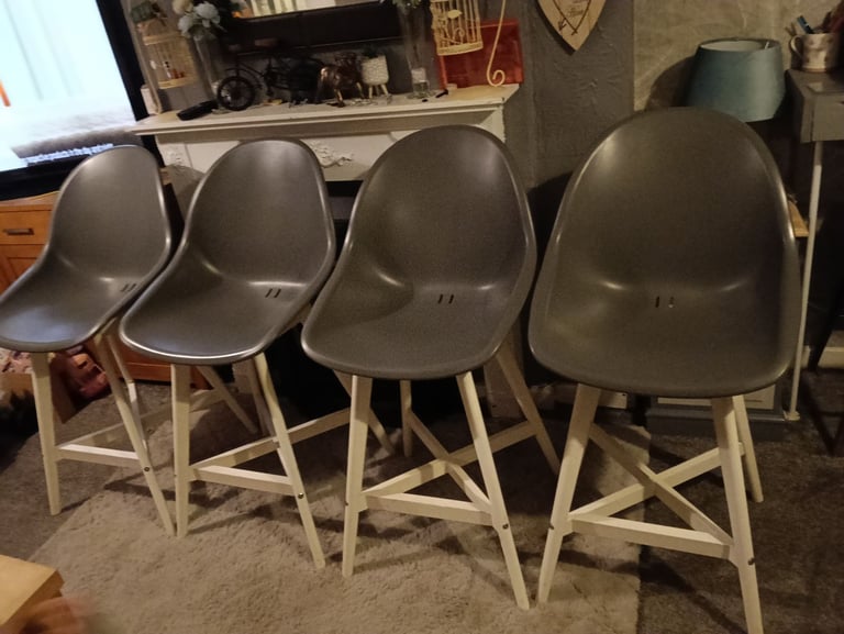 Four IKEA fanbyn bar stools